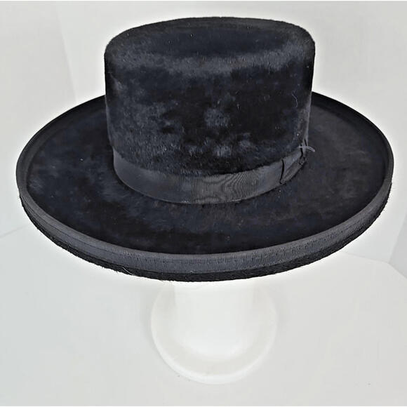 Vintage Sanders Hatters Black Fur Hasidic Orthodox Hat Boro Park 13
